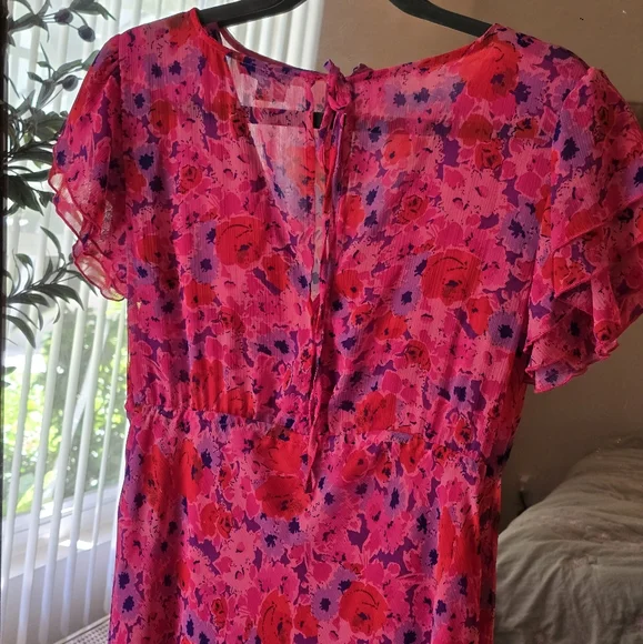 🌺 Topshop Pink & Red Floral Maxi Dress – Size 10 (US) - Picture 7 of 8